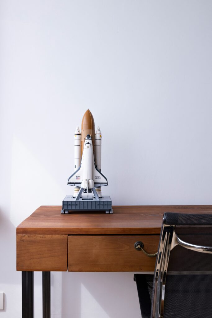 Image of a model rocket on a desk